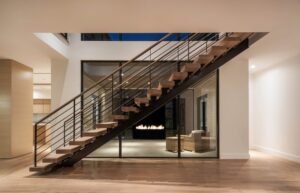 Contemporary Stairs #22 - White Oak, Urban Classic Railing, Mono String